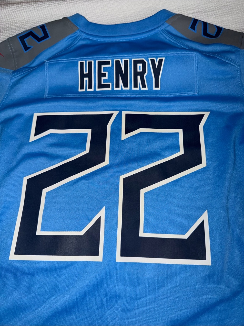NFL Women Jersey Derrick Henry 22 Titans L s Blue and White Nike On-Field Jersey